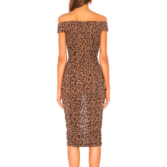 Tabitha Midi Dress Tan Leopard - Picture 2 of 2